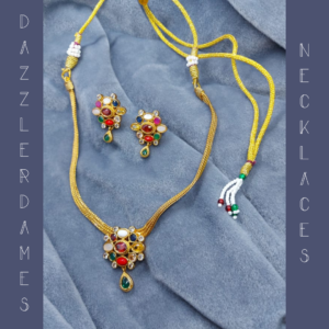 Multi coloured stone studded necklace with earrings