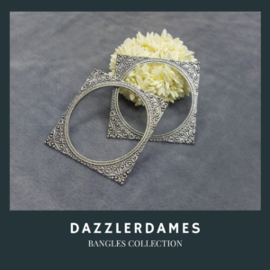 Black Metal square shaped Bangles with Rajasthani designs